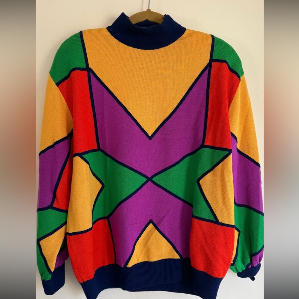 St. John Multicolor Geometric Sweater